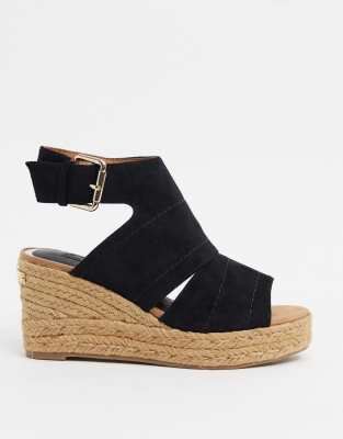 black wedge sandals wide fit