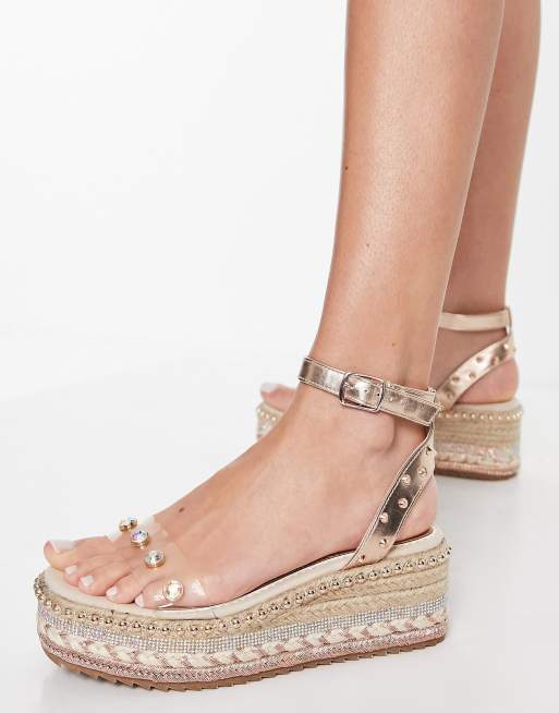 River island cheap rose gold wedges