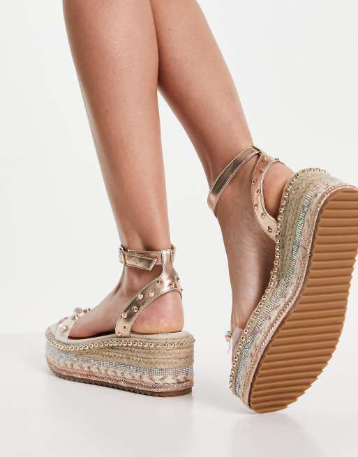 Rose gold store espadrille flatform