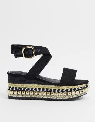 river island black flatforms