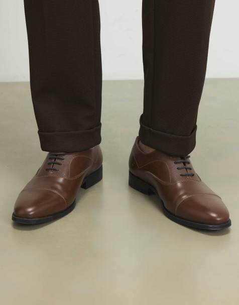 River Island Wide fit faux leather lace up shoes in brown - view 1
