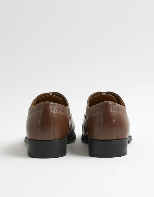 River Island Wide fit faux leather lace up shoes in brown, 4 of 4