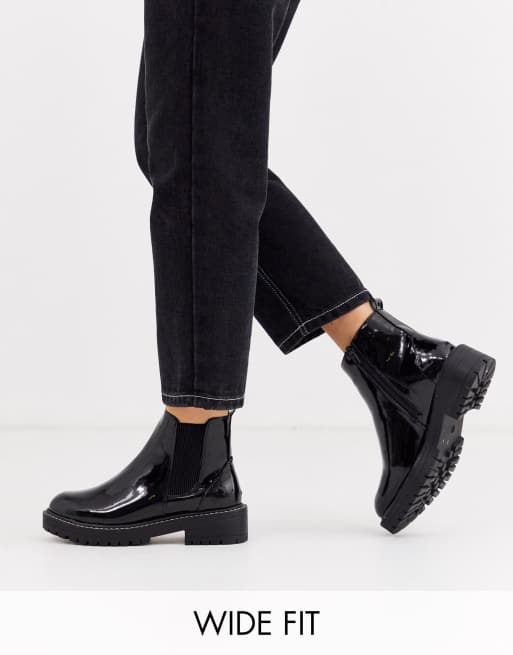 Black patent ankle boots cheap river island