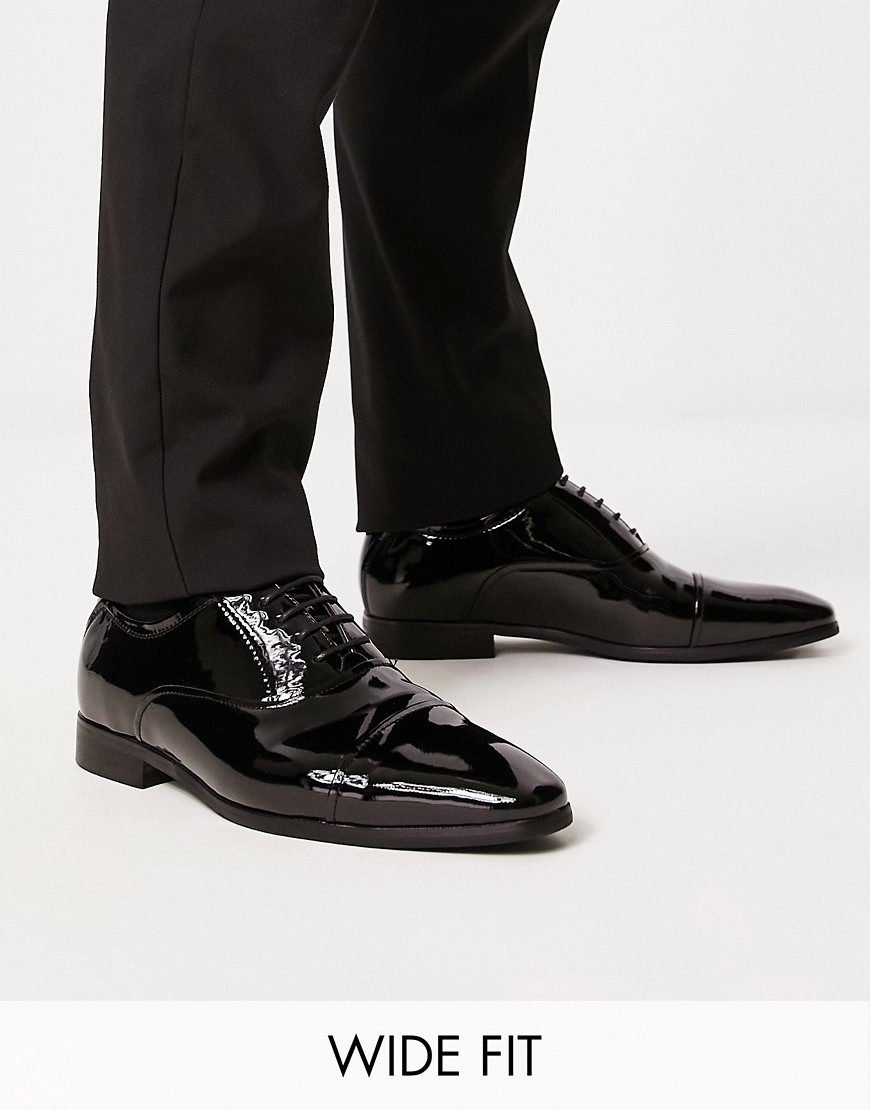 River Island wide fit formal derby shoes in black
