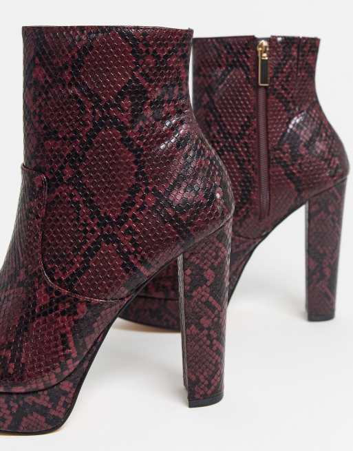 Burgundy snake 2024 print boots