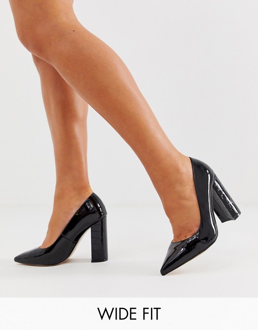 River Island Wide Fit heeled shoes in black