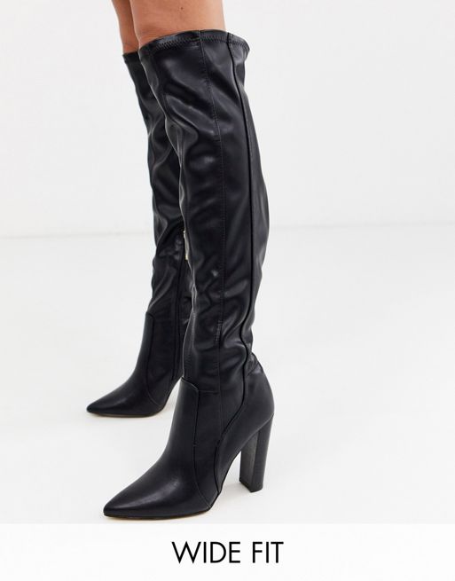 River Island Wide Fit knee high boots in black | ASOS