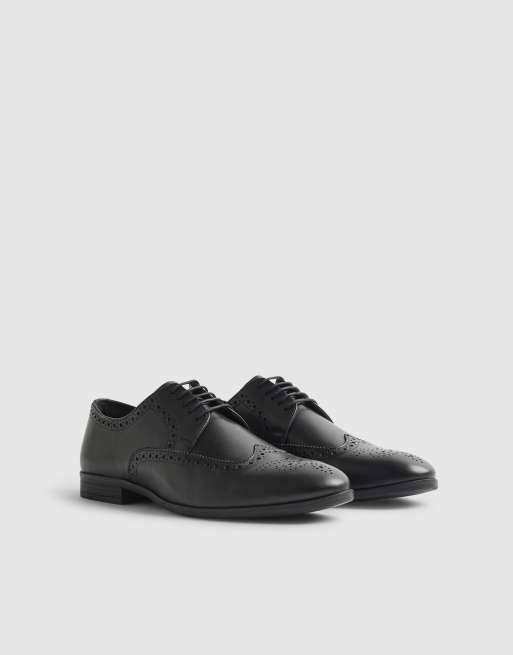 River Island Wide fit leather brogue shoes in black, 2 of 4