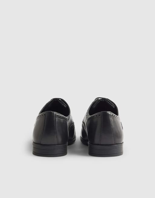 River Island Wide fit leather brogue shoes in black, 4 of 4