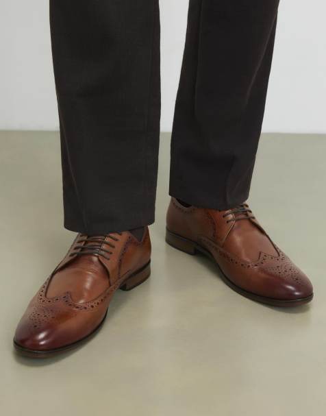 River Island Wide fit leather brogue shoes in brown - view 1