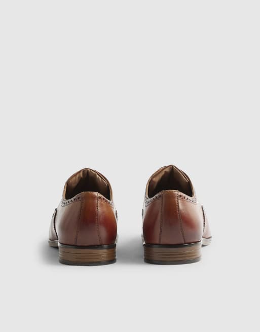 River Island Wide fit leather brogue shoes in brown, 4 of 4