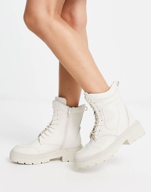 Cream cheap biker boots