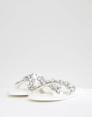 river island white sliders