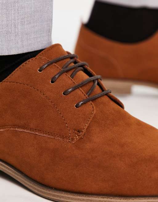 River Island wide fit point derby shoes in brown | ASOS