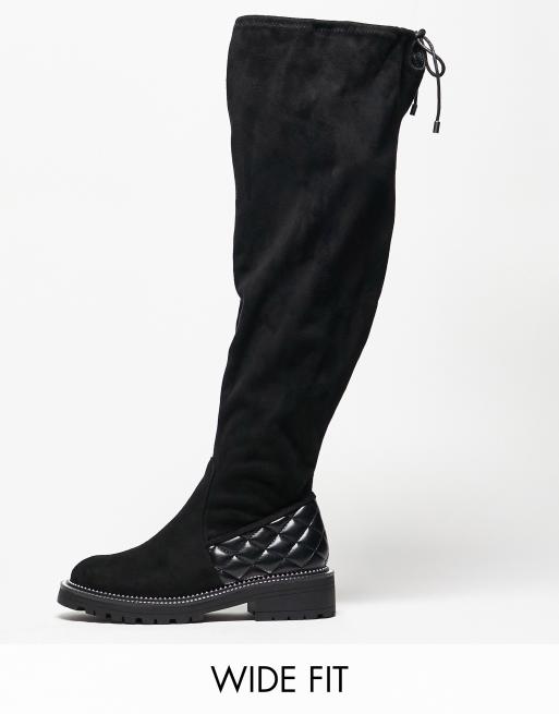 River island black over the hot sale knee boots