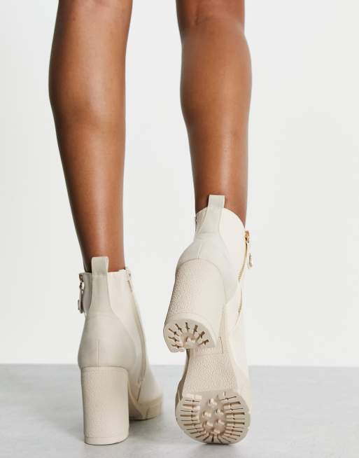 cream ankle boots wide fit