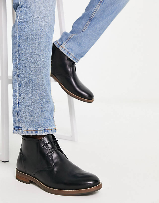River Island - wide fit smart leather boots in black