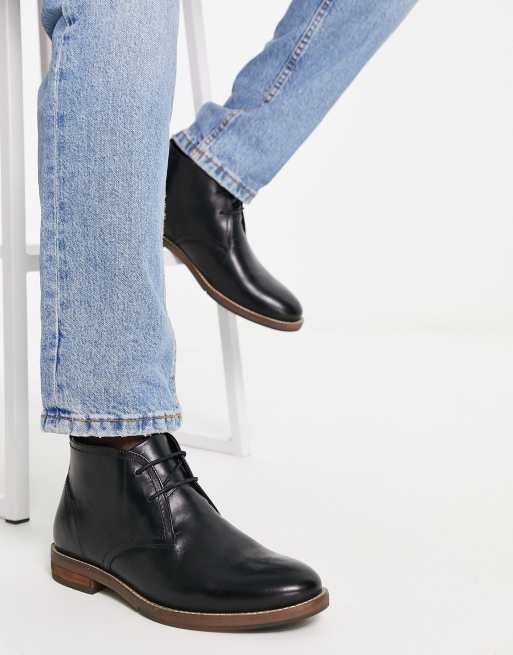 River Island wide fit smart leather boots in black | ASOS