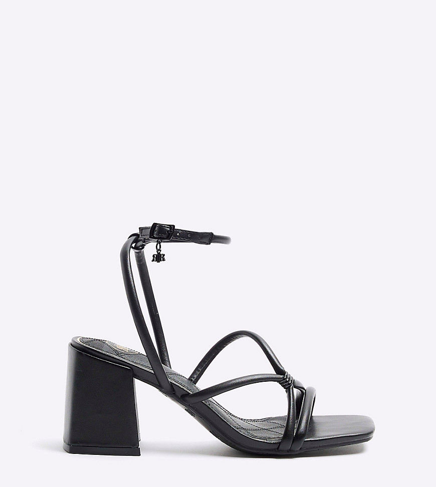 River Island Wide fit strappy heeled sandals in black