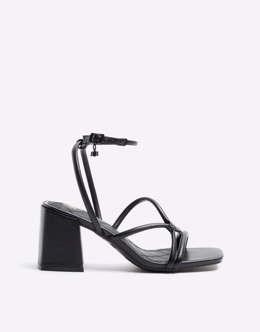River Island Wide fit strappy heeled sandals in black | ASOS