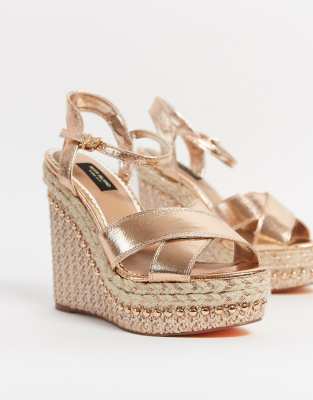 strappy gold wedges