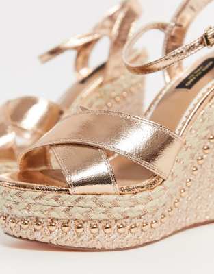 gold wedge sandals wide fit