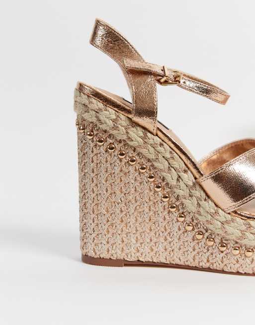 River island rose store gold wedges