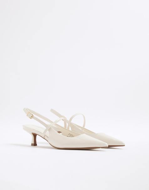 River Island Wide fit strappy slingback court heels in cream - view 1