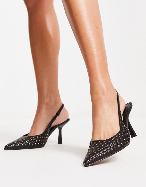 Black studded hotsell court heels