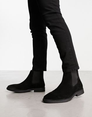 River Island wide fit suede chelsea boot in black