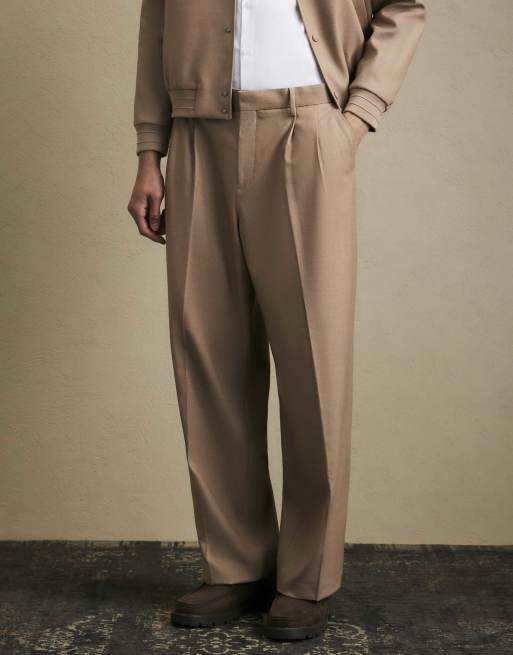 River Island Wide fit twill trousers in beige, 2 of 4