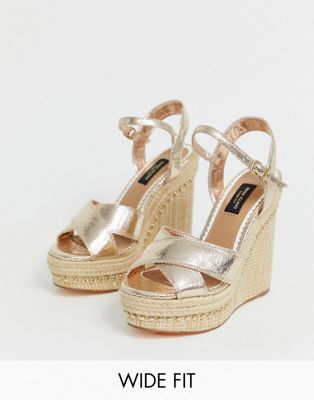 River Island Wide Fit wedge sandals in 