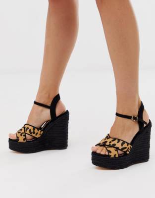 wide fit leopard print wedges