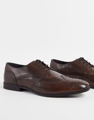 River Island wide foot lace up brogues in brown