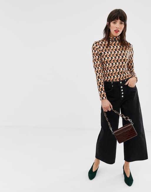 River island hot sale denim culottes