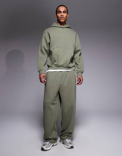 River Island wide leg essential jogger co-ord in khaki - view 1