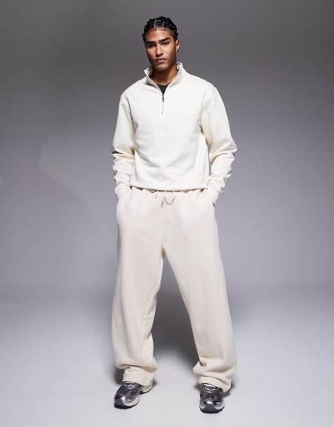 River Island wide leg essential trackies in ecru - view 1