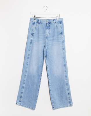 river island wide leg jeans in light blue
