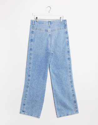 river island wide leg jeans in light blue