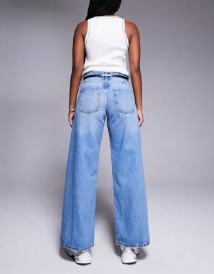 RIVER ISLAND WIDE LEG JEANS WITH DETACHABLE BELT 