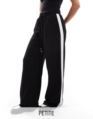 River Island wide leg jogger trouser with side stripe in black