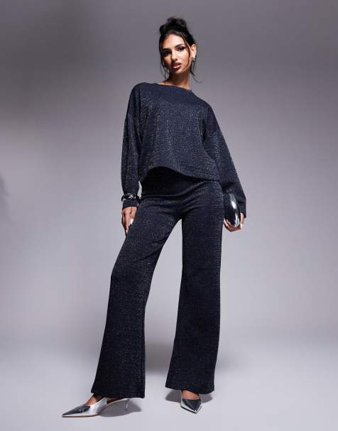 River Island wide leg loose pants in blue - part of a set - view 1