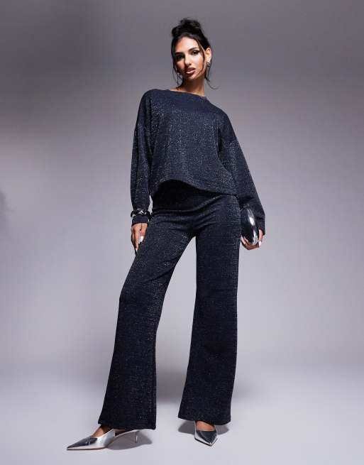 River Island wide leg loose pants in blue - part of a set