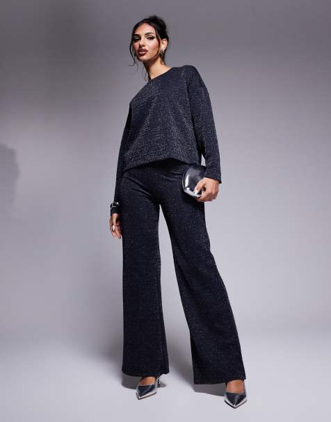 River Island wide leg loose trouser co-ord in blue - view 1