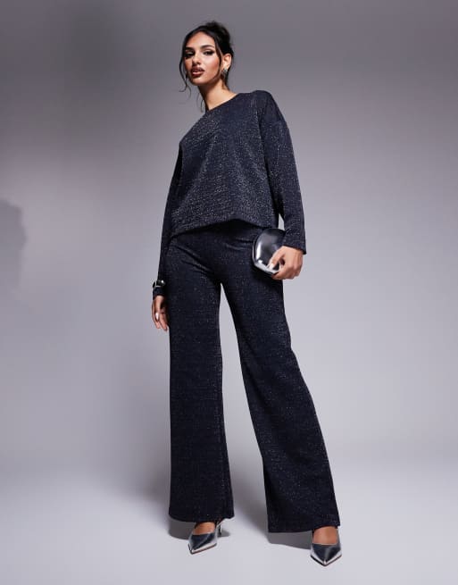 River Island wide leg loose trouser co-ord in blue