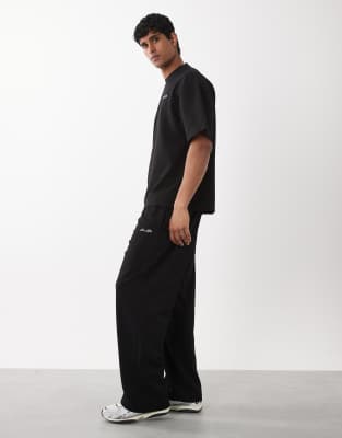 River Island wide leg luxe sweatpants in black - part of a set black red 11590₽