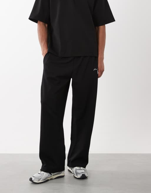 River Island wide leg 'luxe' sweatpants in black - part of a set, 3 of 5