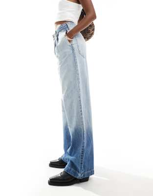 River Island wide leg ombre jean in light blue