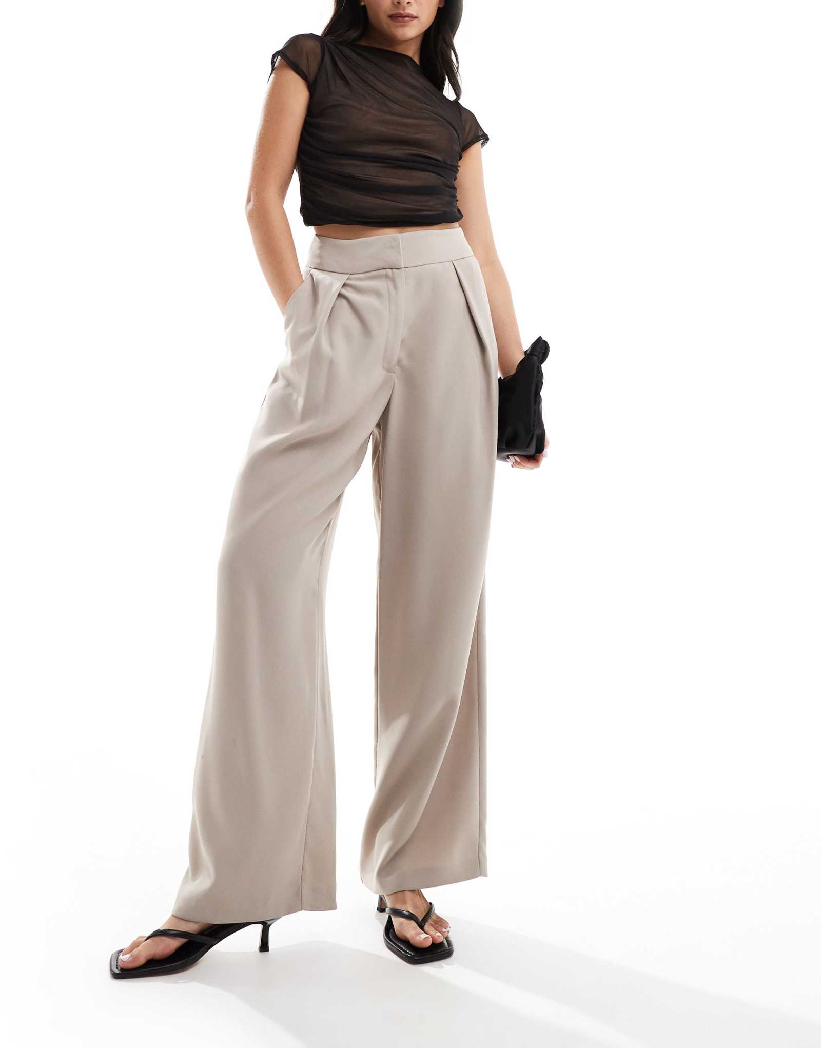 Широкие брюки River Island бежевого цвета