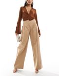 River Island wide leg pants in beige-Neutral